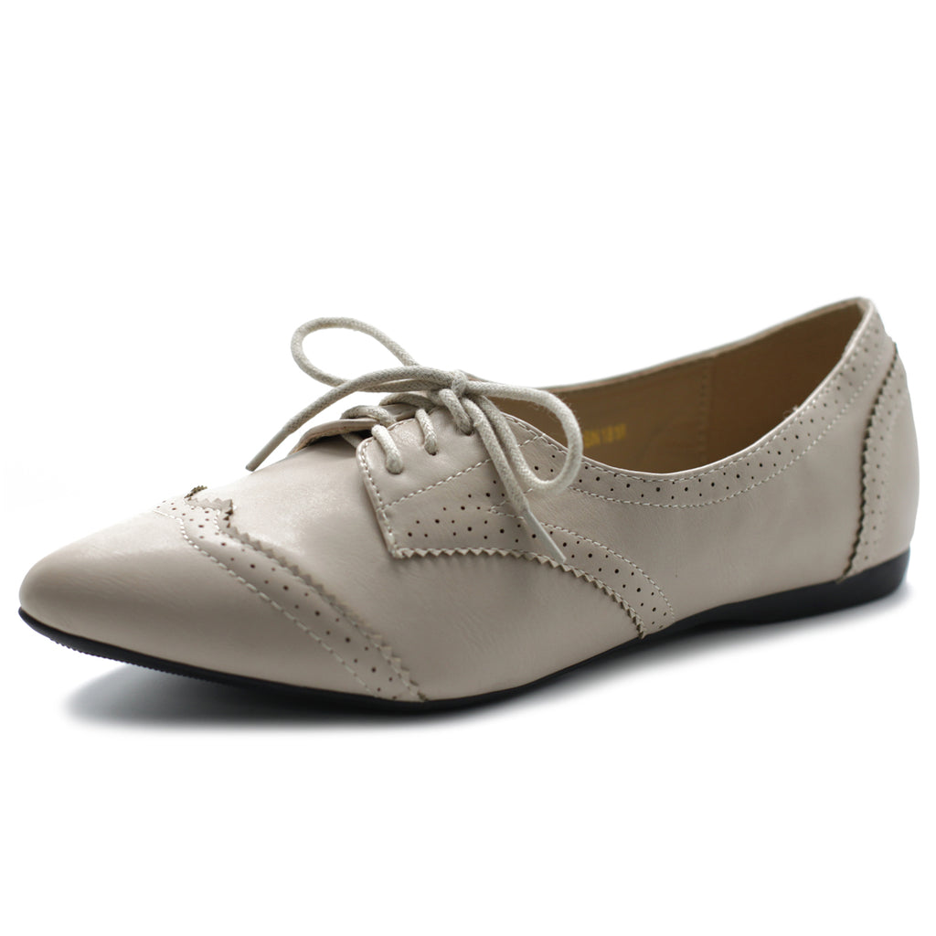 Ollio Women's Ballet Shoe Flat Enamel Pointed Toe Oxford